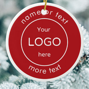 Add your logo red Business Christmas Ornament