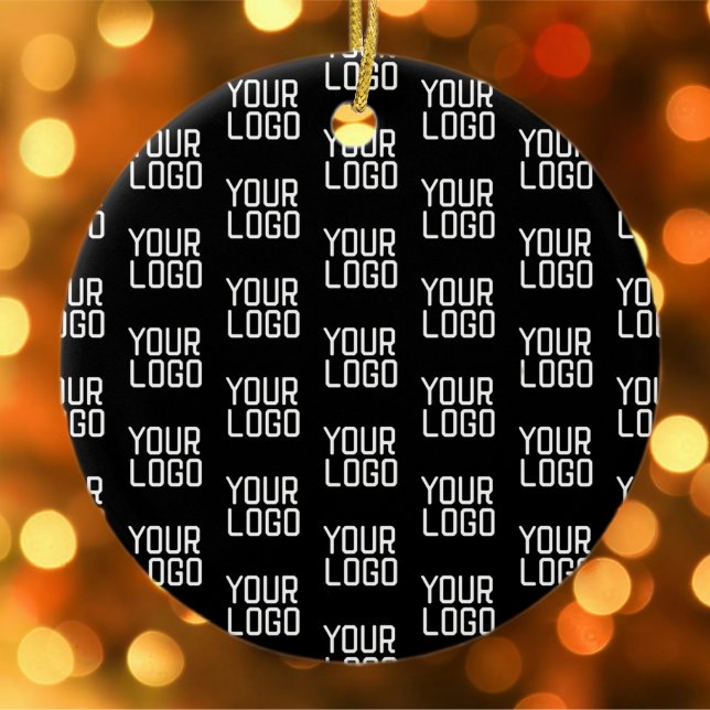 Add Your Logo Repeating Pattern Editable Template Ceramic Ornament (Creator Uploaded)