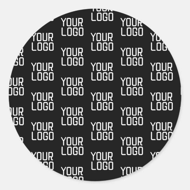 Add Your Logo Repeating Pattern Editable Template Classic Round Sticker (Front)