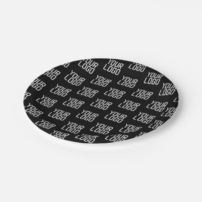 Add Your Logo Repeating Pattern Editable Template Paper Plate (Angled)