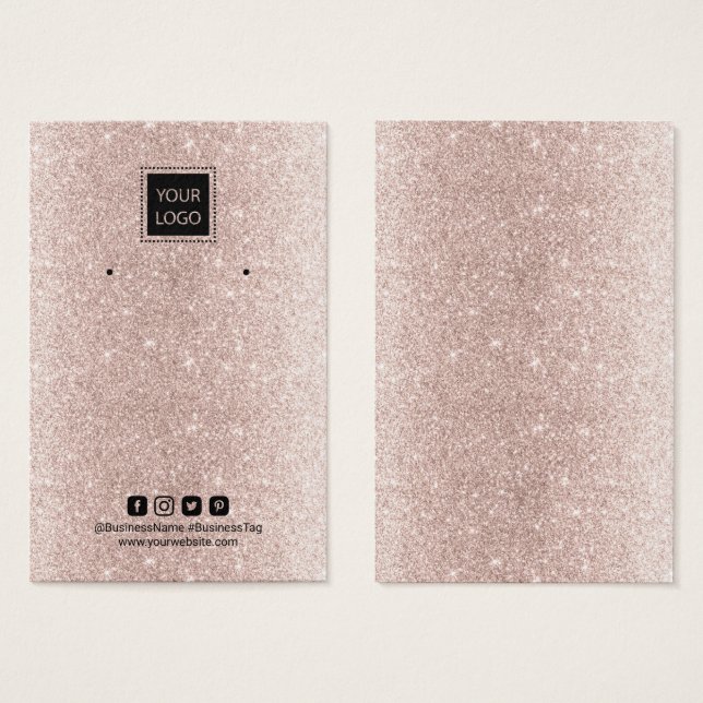 Add Your Logo Rose Gold Glitter Earring Display (Front & Back)