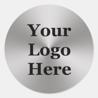 Add Your Logo | Silver Brushed Metal Look | Radial Classic Round Sticker
