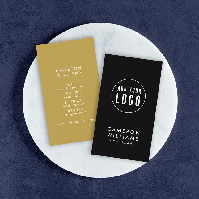 Add Your Logo Simple Editable Colour Social Media Business Card (Creator Uploaded)