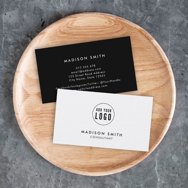 Add Your Logo Simple Minimalist Editable Colour Business Card (Creator Uploaded)