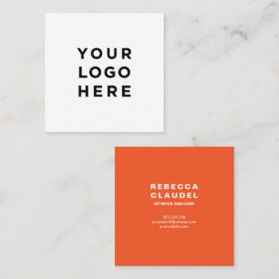 Add Your Logo Simple Minimalist Editable Colour Square Business Card