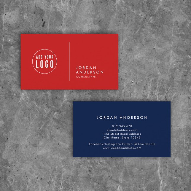 Add Your Logo Simple Separator Editable Colour Business Card (Creator Uploaded)