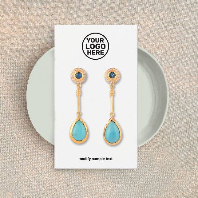 Add Your Logo Simple White Earring Display Card (Creator Uploaded)