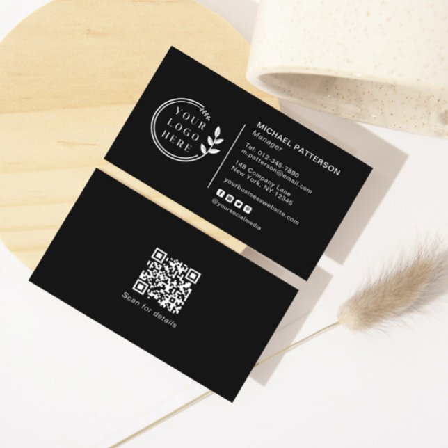 Add Your Logo Social Media QR Code Corporate Business Card (Creator Uploaded)