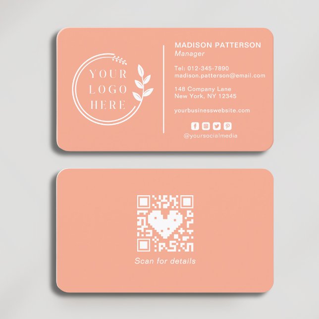 Add Your Logo Social Media QR Code Corporate Business Card (Creator Uploaded)