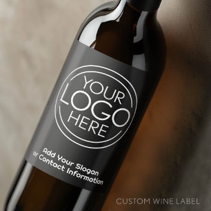 Add Your Logo - Tag Line Modern Minimalist Black Wine Label