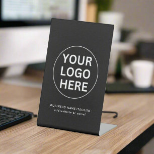 Add Your Logo & Text Here l Black & White Promo  Pedestal Sign