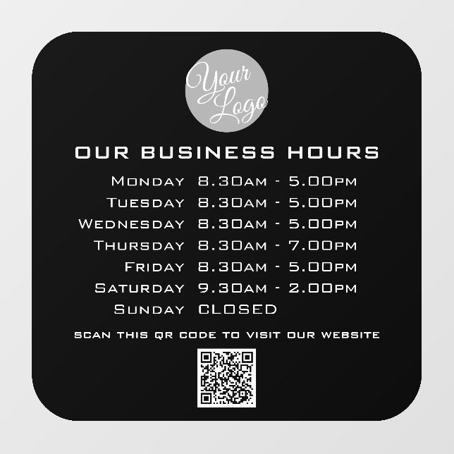 Add Your Logo Text QR Code Business Opening Hours (Sheet)