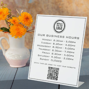  Add Your Logo Text QR Code Business Opening Hours Pedestal Sign