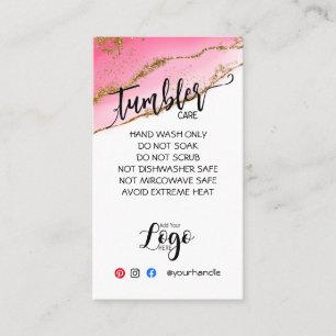 ADD YOUR LOGO TUMBLER CARE CARDS vinyl business