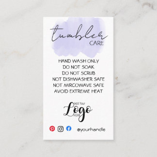 ADD YOUR LOGO TUMBLER CARE CARDS vinyl business