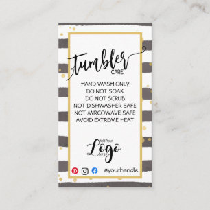 ADD YOUR LOGO TUMBLER CARE CARDS vinyl business