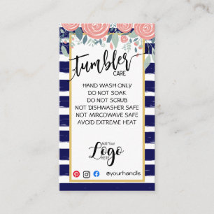 ADD YOUR LOGO TUMBLER CARE CARDS vinyl business