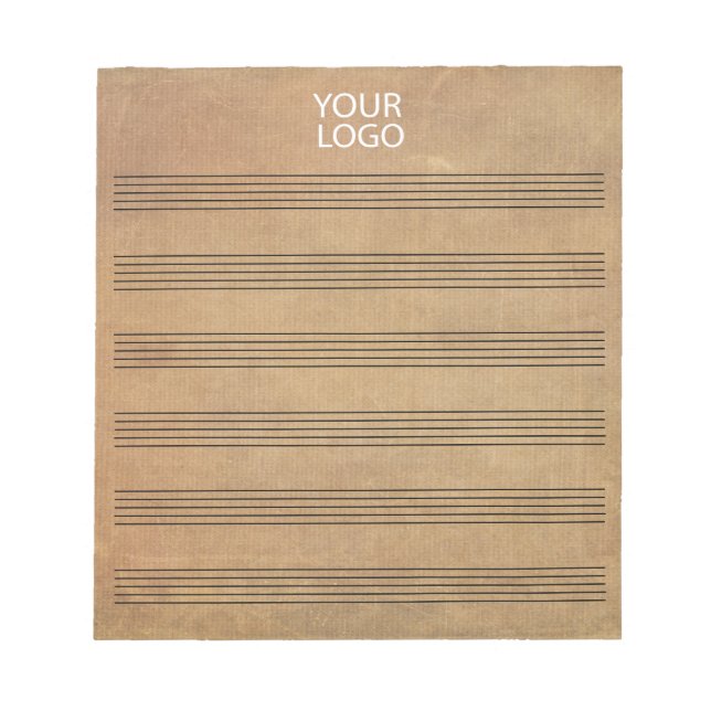 Add Your Logo Vintage Blank Sheet Music 6 Staves   Notepad (Front)