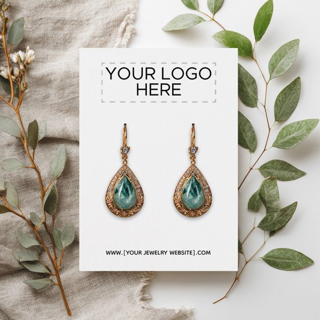 Add Your Logo - White Earring Display Card (Creator Uploaded)