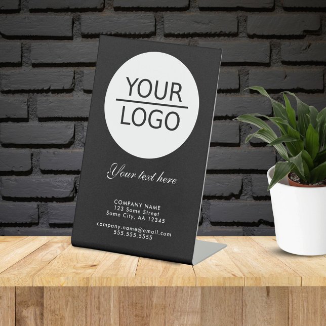 Add your Logo with Custom Text Promotion Black Pedestal Sign (Creator Uploaded)