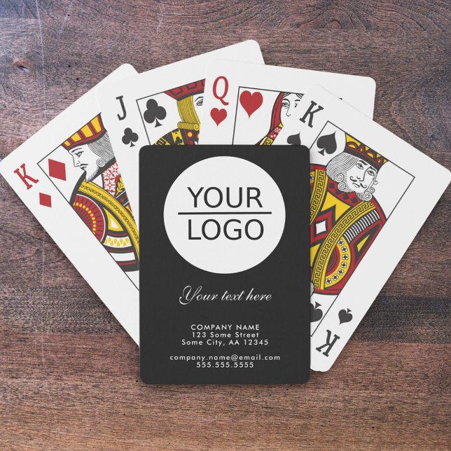 Add your Logo with Custom Text Promotion Black Playing Cards (Creator Uploaded)