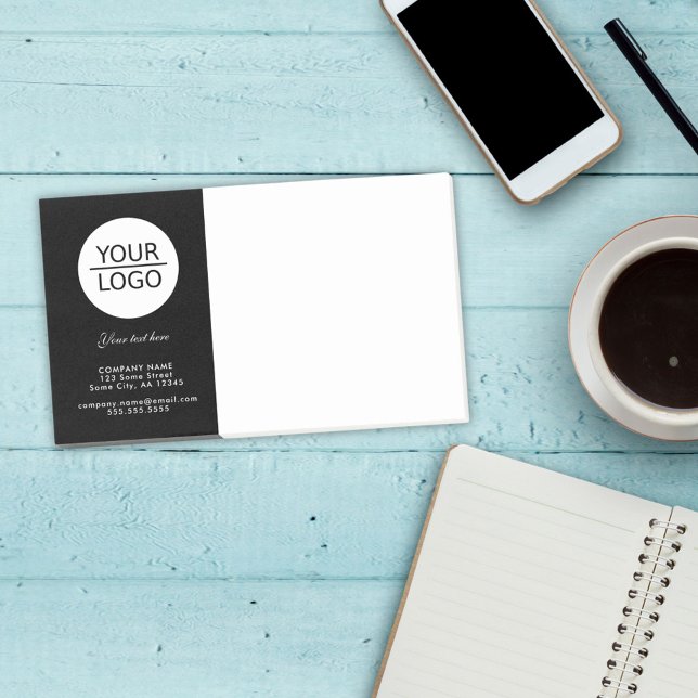 Add your Logo with Custom Text Promotion Black Post-it Notes (Creator Uploaded)