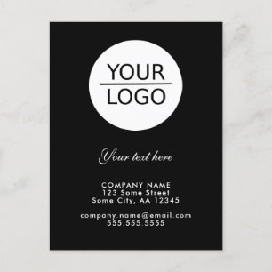 Add your Logo with Custom Text Promotion Black Postcard