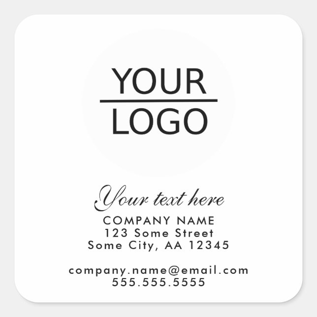 Add your Logo with Custom Text Promotion  Square Sticker (Front)
