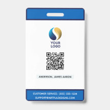 Add Your Logo with QR Code Blue Corporate