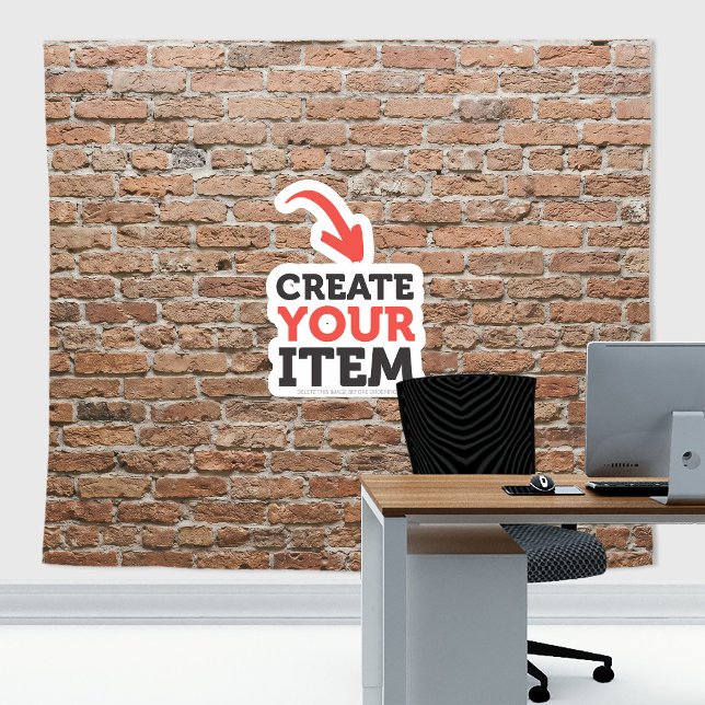 Add your logo Zoom Backdrop Wall Bricks Red Tapestry (Red old bricks tapestry decor: add your logo or use it without logo. Add texts with the Editor Tool!)