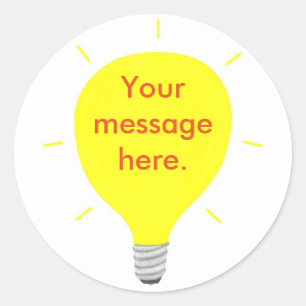 Add Your Message Here Yellow Light Bulb Stickers
