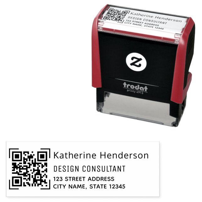 Add Your | MODERN BUSINESS LOGO QR CODE ADDRESS  Self-inking Stamp (In Situ)