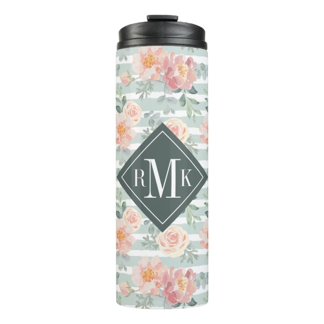 Add Your Monogram | Alicia Rose Stripe Pattern Thermal Tumbler (Front)