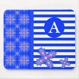 Add Your Monogram Artdeco Flowers in Retro Style Mouse Pad