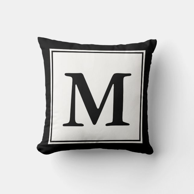 Add Your Monogram Black and White Cushion (Front)