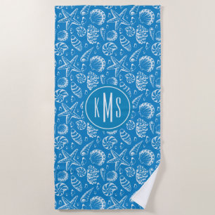 Add Your Monogram Blue Beach Pattern Beach Towel
