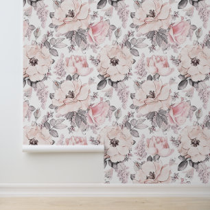 Add Your Monogram   Classic Pink & Grey Pattern Wallpaper