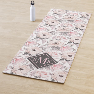 Add Your Monogram Classic Pink & Grey Pattern Yoga Mat