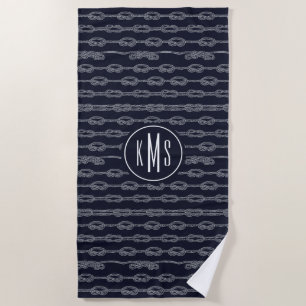 Add Your Monogram   Marine Knots Pattern Beach Towel