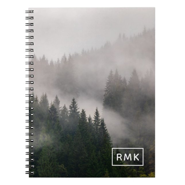 Add Your Monogram | Misty Forest in the Mountains Notebook (Front)