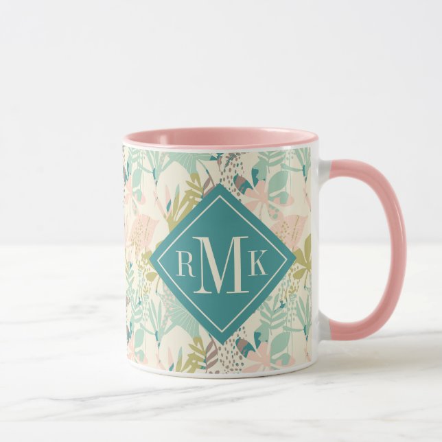Add Your Monogram | Modern Floral Pattern Mug (Right)