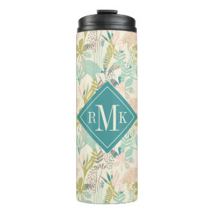 Add Your Monogram Modern Floral Pattern Thermal Tumbler