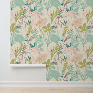 Add Your Monogram Modern Floral Pattern Wallpaper
