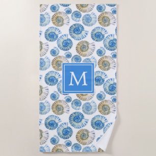 Add Your Monogram Pastel Seashell Pattern Beach Towel