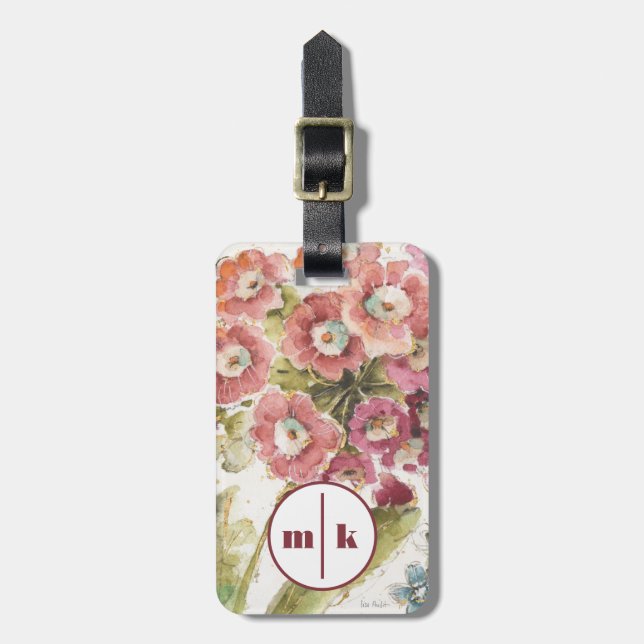 Add Your Monogram | Pink Primrose Luggage Tag (Front Vertical)