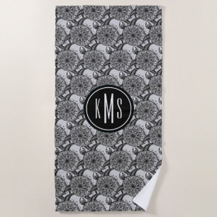 Add Your Monogram Style Turtle Pattern Beach Towel
