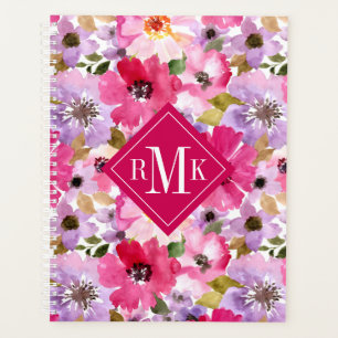 Add Your Monogram Summer Watercolor Floral Planner
