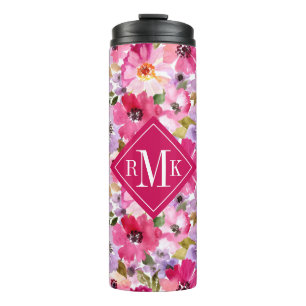 Add Your Monogram Summer Watercolor Floral Thermal Tumbler