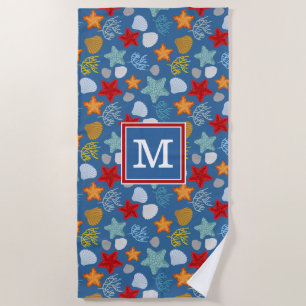 Add Your Monogram Underwater Life Pattern Beach Towel