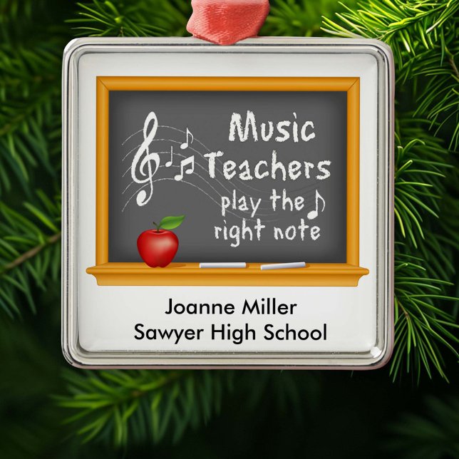 Add Your Music Teachers Name  Metal Ornament (Personalize it with a name, date, or special message to make it a one-of-a-kind gift. )
